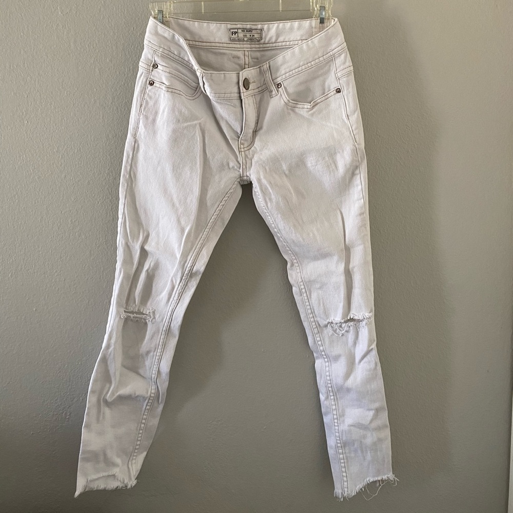 FREE PEOPLE Frayed-Hem Skinny Jeans